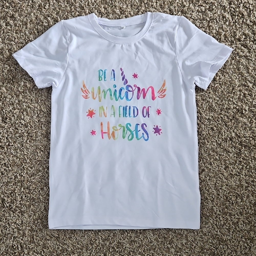 Hand Crafted White Unicorn Graphic Tee